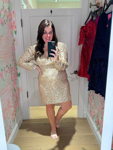 I found another Lilly dress that’s on sale! This is a full sequin dress and we all know we can never have too many sequin dresses! 😍 The dress runs TTS and is on sale for $139 (originally $258)!

#LTKmidsize #LTKstyletip #LTKsalealert