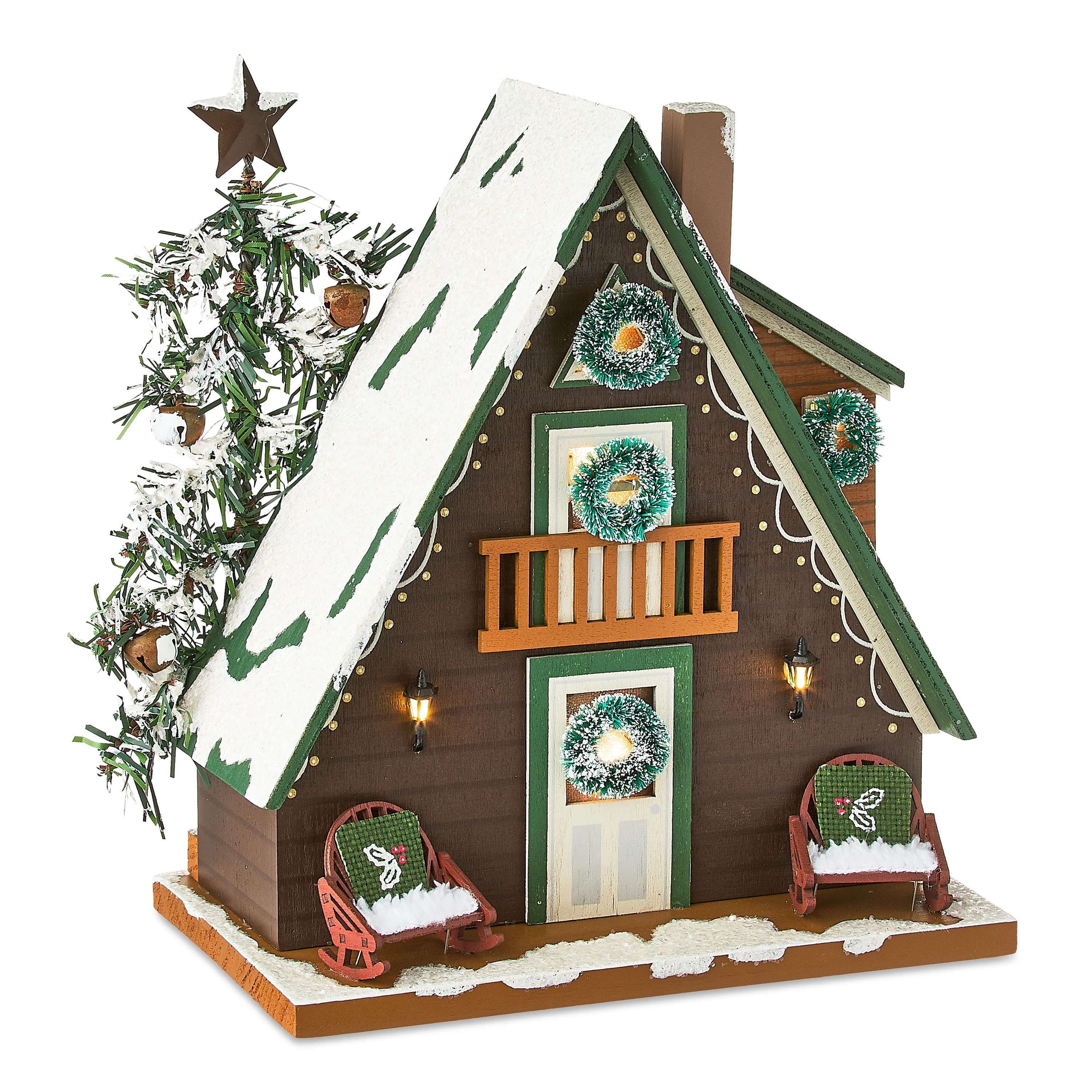 Light-Up Wood Rustic House Christmas Tabletop Decoration, Multicolor, 9.5", by Holiday Time | Walmart (US)