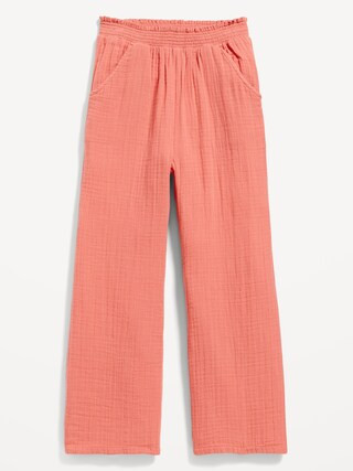 Flowy Smocked Double-Weave Pull-On Pants for Girls | Old Navy (US)
