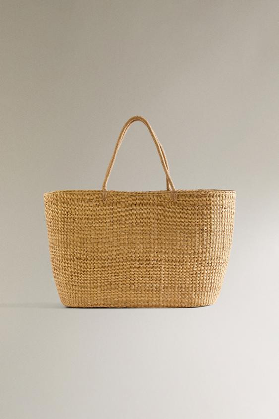 LARGE RAFFIA TOTE BAG | Zara US