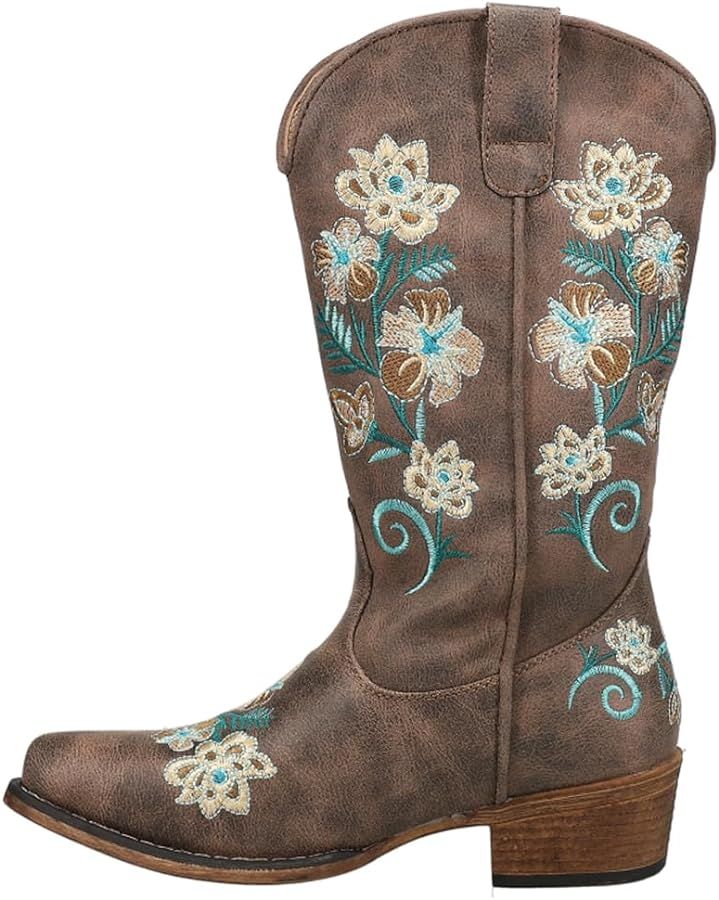 Roper Women’s Riley Floral Western Boot – 12-1/4” Shaft – Vintage Boots, Snip Toe Boots, ... | Amazon (US)