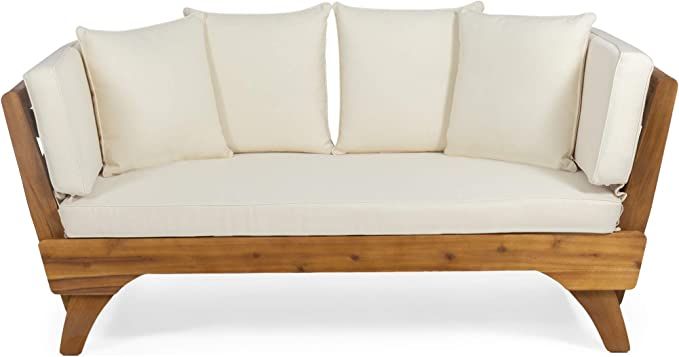 Christopher Knight Home 312937 Patrick Outdoor Acacia Wood Expandable Daybed with Water Resistant... | Amazon (US)