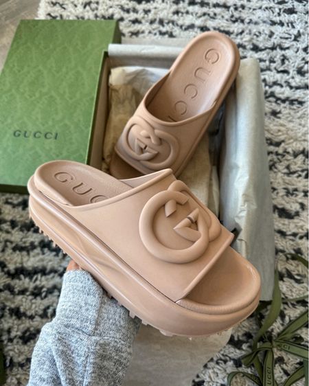 Platform Gucci slide , comfortable runs tts …overall a lil heavier in weight but I am obsessed with these! They are fun and leg lengthening 



#LTKstyletip #LTKover40 #LTKshoecrush