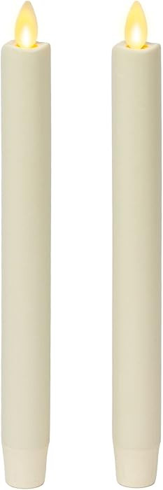 Luminara Set of 2 Moving Flame LED Taper (1x9.75), Flameless Candle, Melted Edge, Smooth Wax, Unscented (White) | Amazon (US)