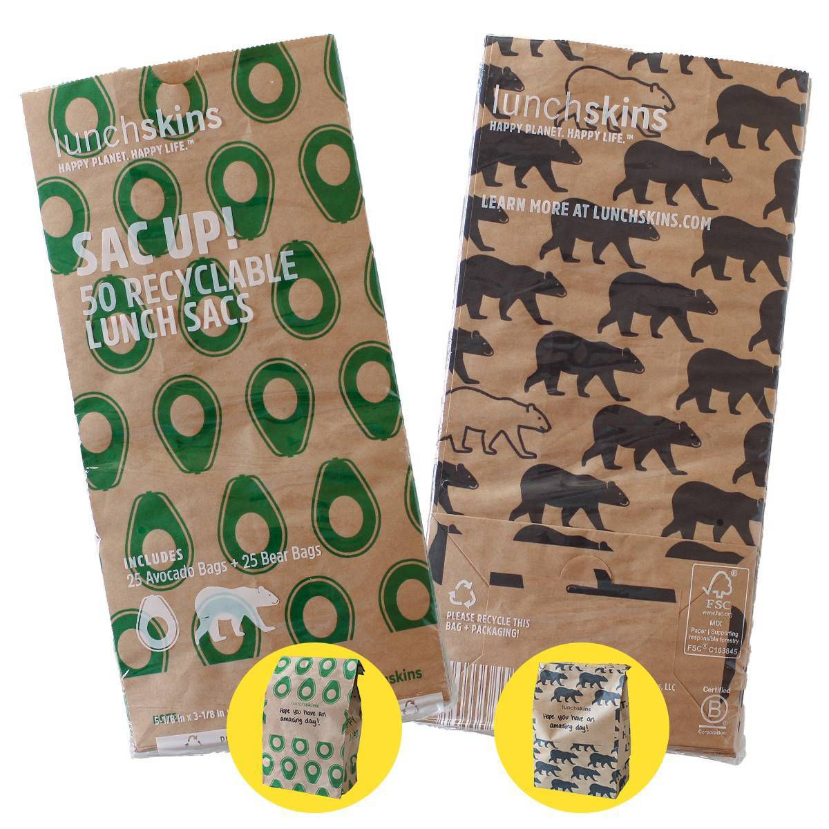 Lunchskins Recyclable Paper Lunch Sacs - 50ct (Variety Pack) | Target