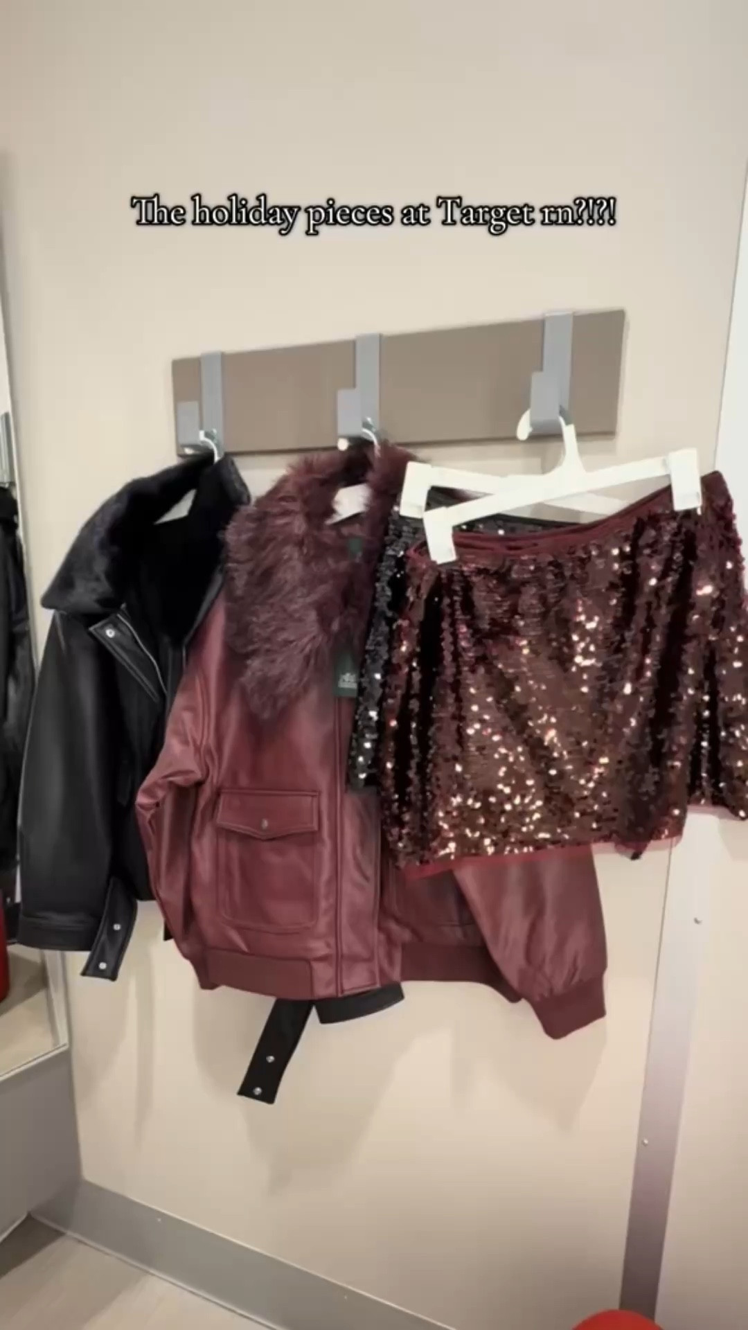 Holiday outfit ideas from Target ✨ These affordable holiday outfits feature pleather bomber jackets with faux fur trim paired with sequin mini skirts with built-in shorts. Choose between burgundy or black for the perfect festive party outfit, holiday night-out look, or New Year’s Eve style—all budget-friendly and on trend 🎄🖤

#LTKMidsize #LTKHoliday #LTKootd