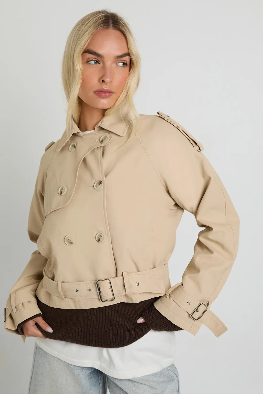 Belted Short Trench | boohoo (US & Canada)