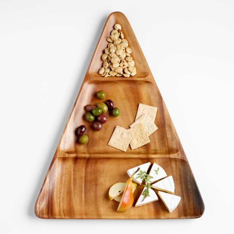 Tondo 3-Piece Light Wood Holiday Tree Platter | Crate & Barrel | Crate & Barrel