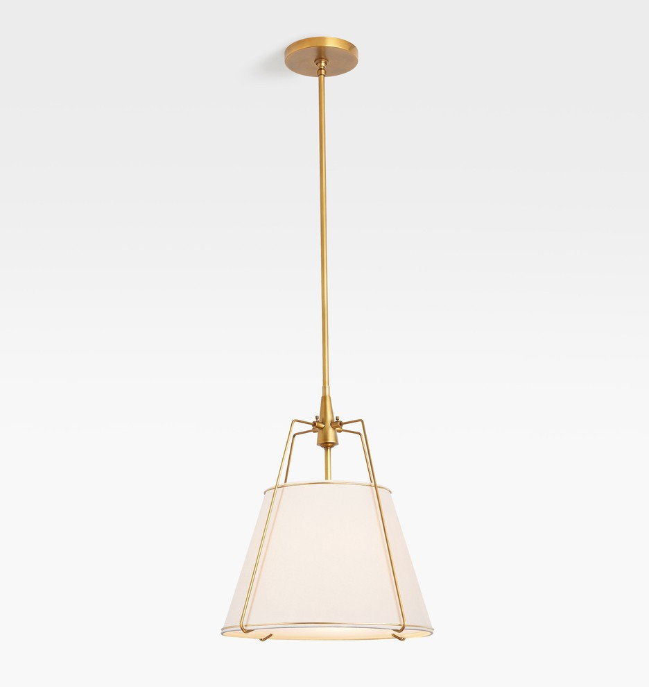 Conical 16" Aged Brass Pendant with White Shade
 | Rejuvenation | Rejuvenation