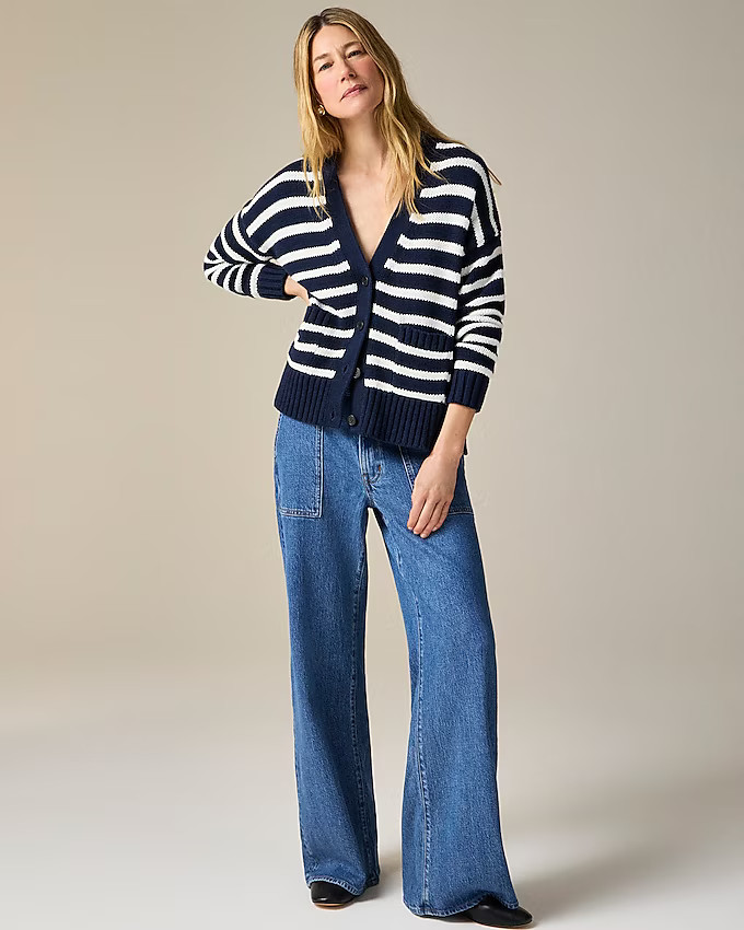 Heritage cotton relaxed cardigan in stripe | J. Crew US