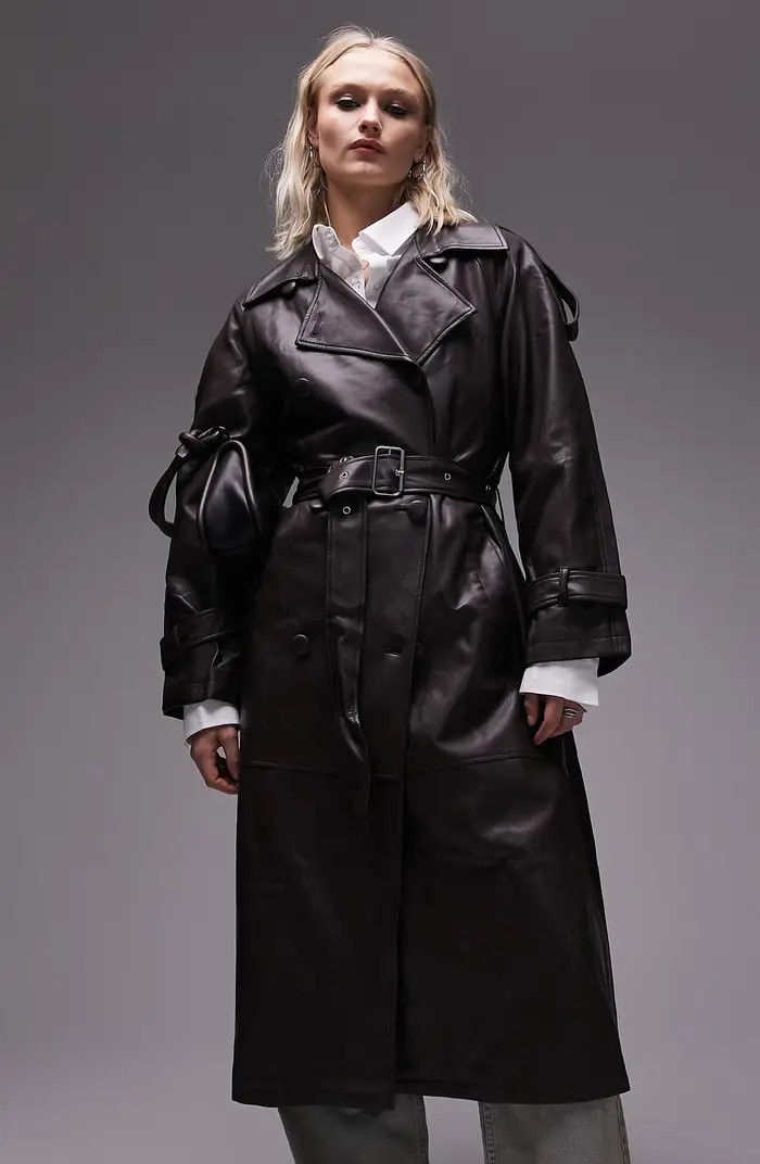 Faux Leather Trench Coat | Nordstrom