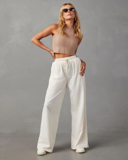 Reeds Drawstring Wide Leg Sweatpants - Ivory | VICI Collection