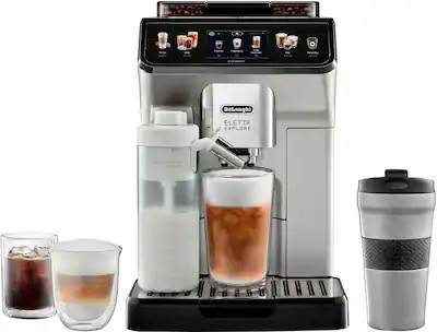 De'Longhi - Eletta Explore Fully Automatic Espresso Machine with Cold Brew - Silver | Best Buy U.S.