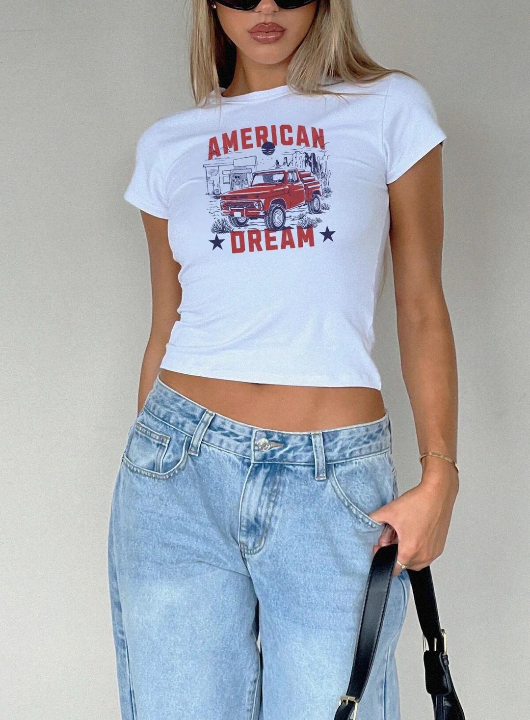 4th of July Baby Tee American Dream Shirt Independence Day Crop Top Red Baby Tee Western Baby Tee... | Etsy (US)