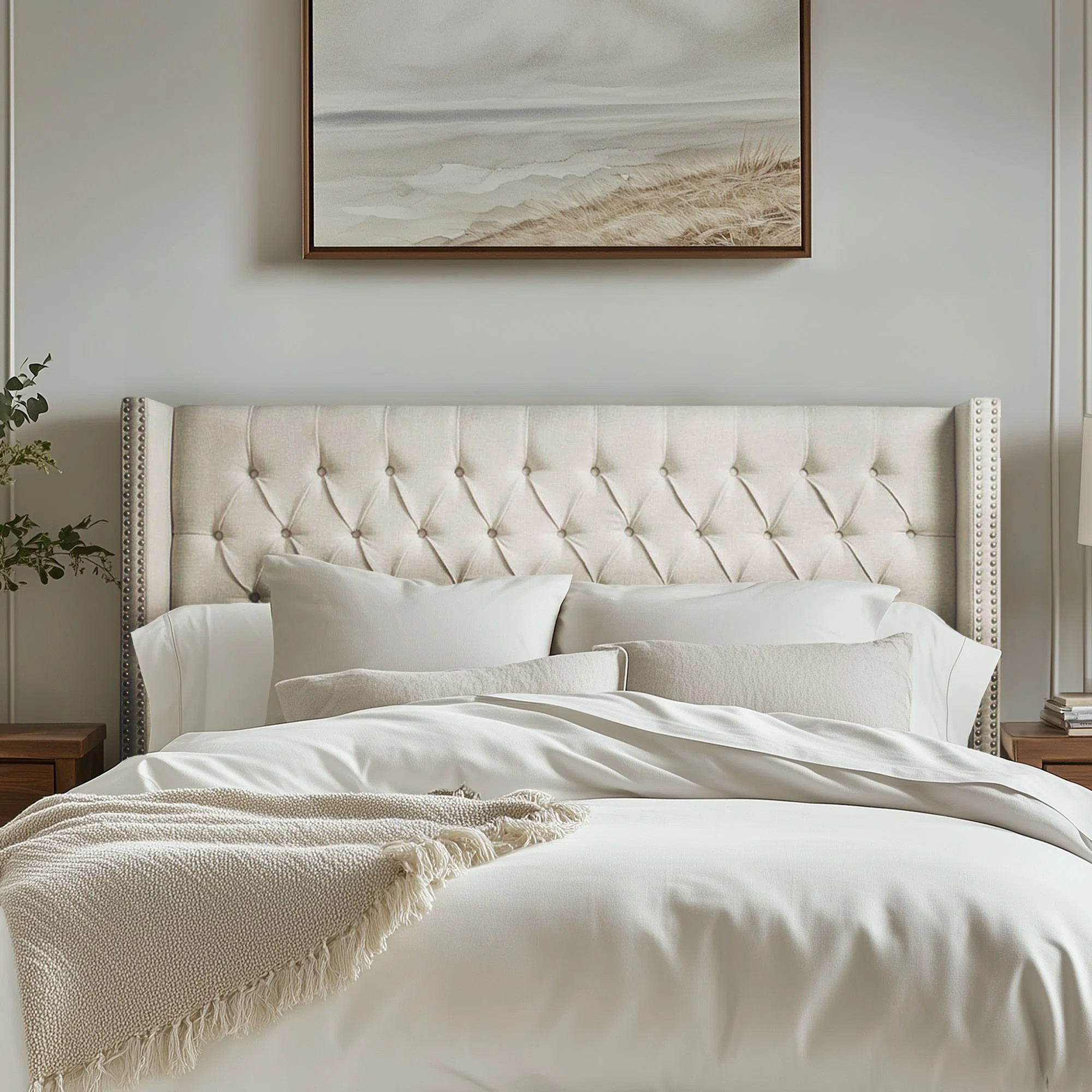Tickhill Upholstered Wingback Button Tufted Headboard | Wayfair North America