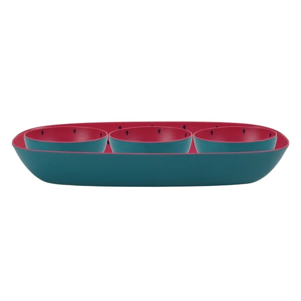 Mainstays Bamboo Melamine Condiment Serveware Bowl Set, Watermelon - Walmart.com | Walmart (US)