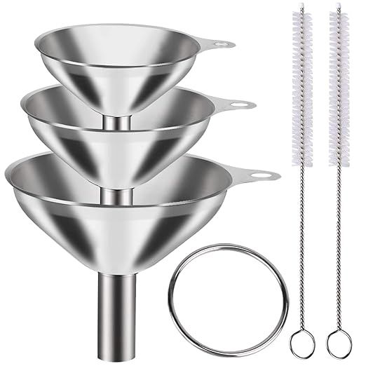 6Pcs Metal Stainless Steel Funnel, Large Small Funnel Set of 3, Food Grade Mini Funnels for Kitch... | Amazon (US)