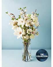 33in Artificial Magnolia Tree And Blossoms In Glass Vase | HomeGoods