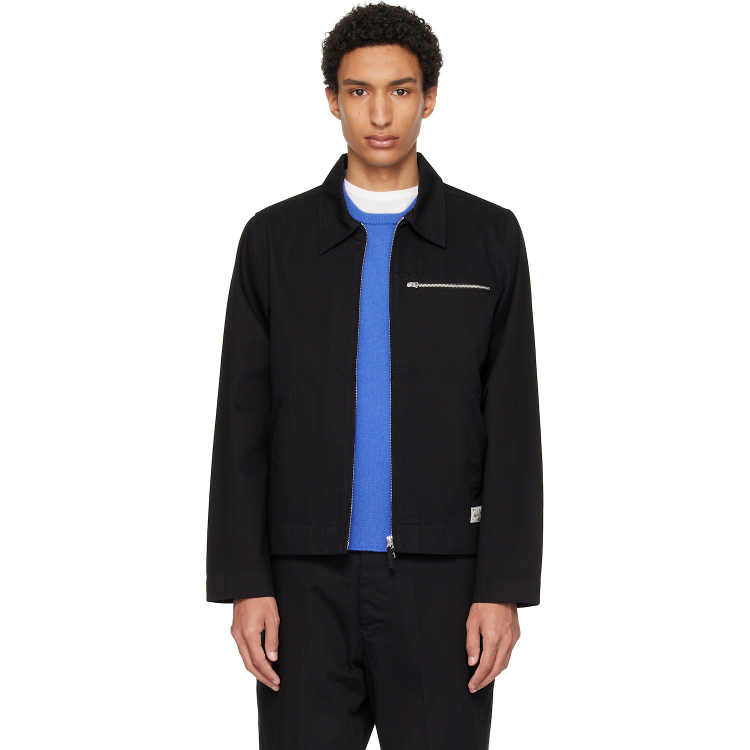 Merz b. Schwanen Black Zipped Twill Jacket | SSENSE