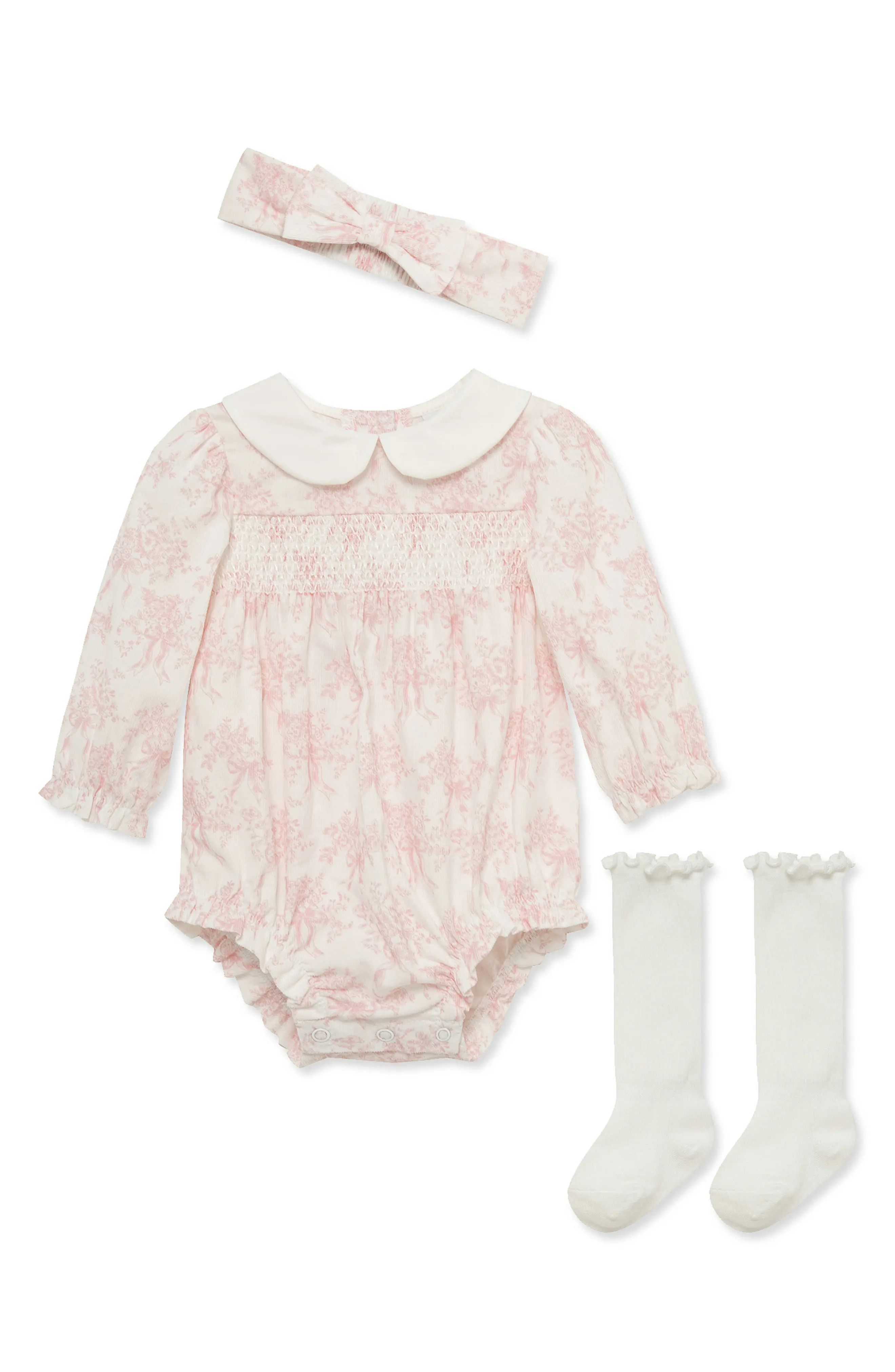 Little Me Toile Bubble Bodysuit, Headband & Socks Set (Women) | Nordstrom | Nordstrom