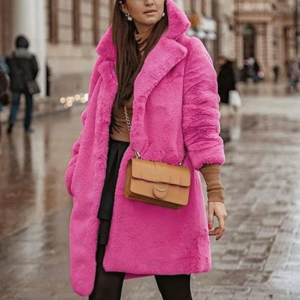 Womens Winter Teddy Bear Faux Fur Coat Jackets Ladies Warm Jumper Outwear | Walmart (US)
