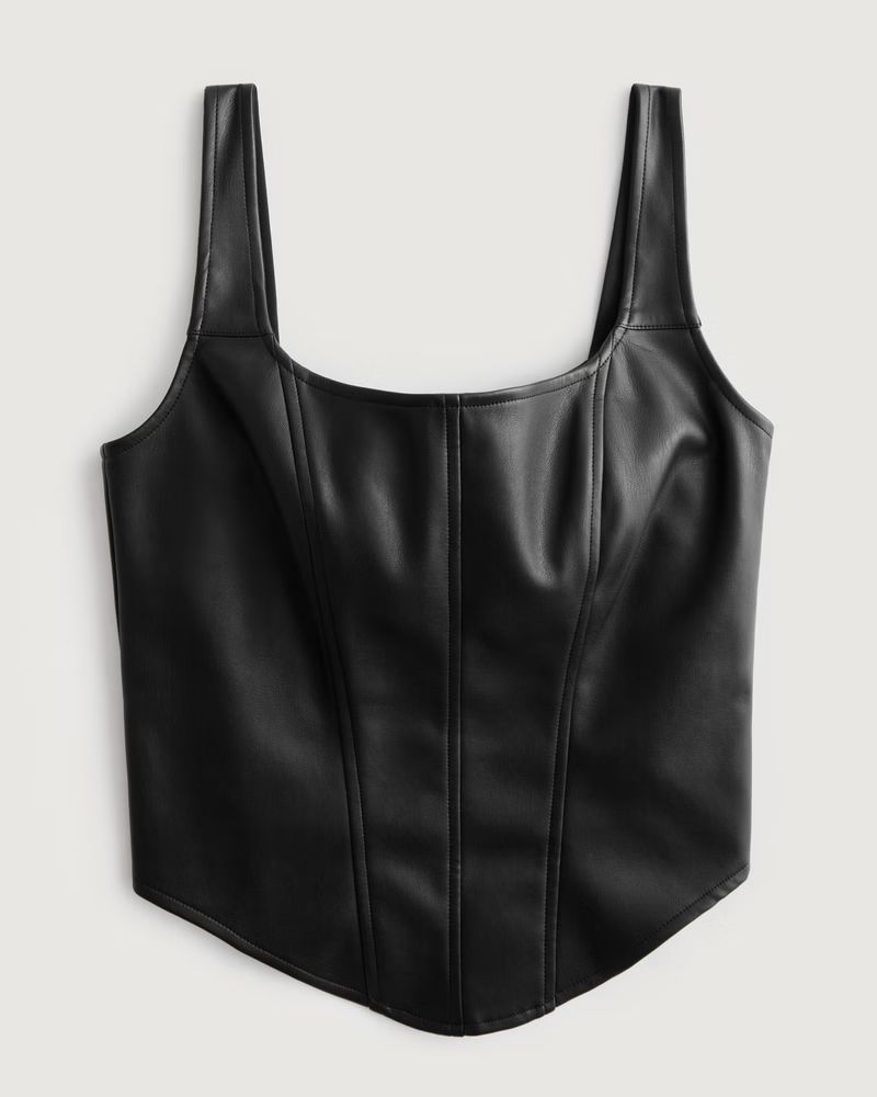 Women's Faux Leather Seamed Corset Top | Women's Tops | HollisterCo.com | Hollister (US)