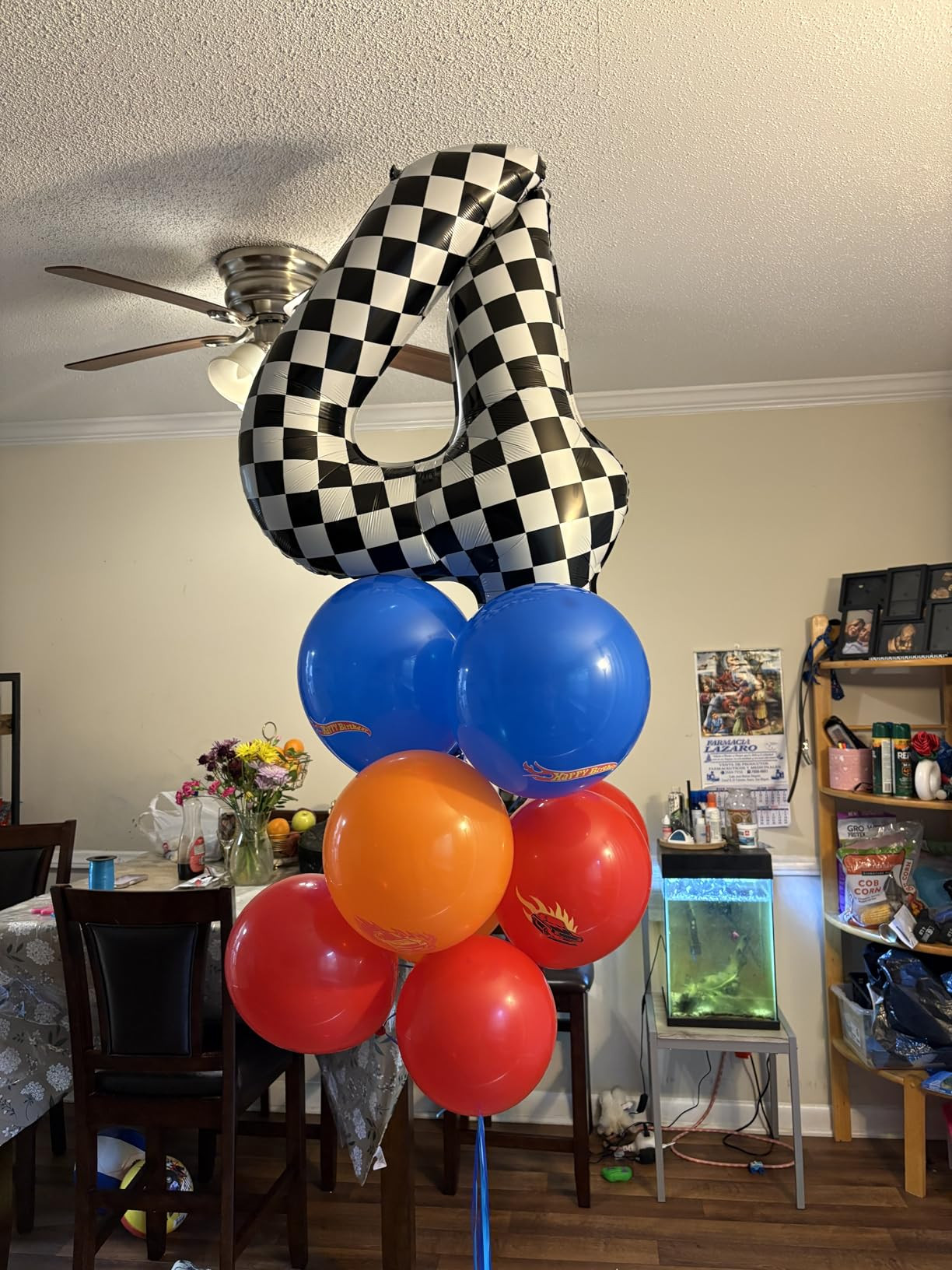 Checkered Number 4 Balloon 40 Inch, Large Foil Black and White Number Balloons, Big Mylar Number ... | Amazon (US)