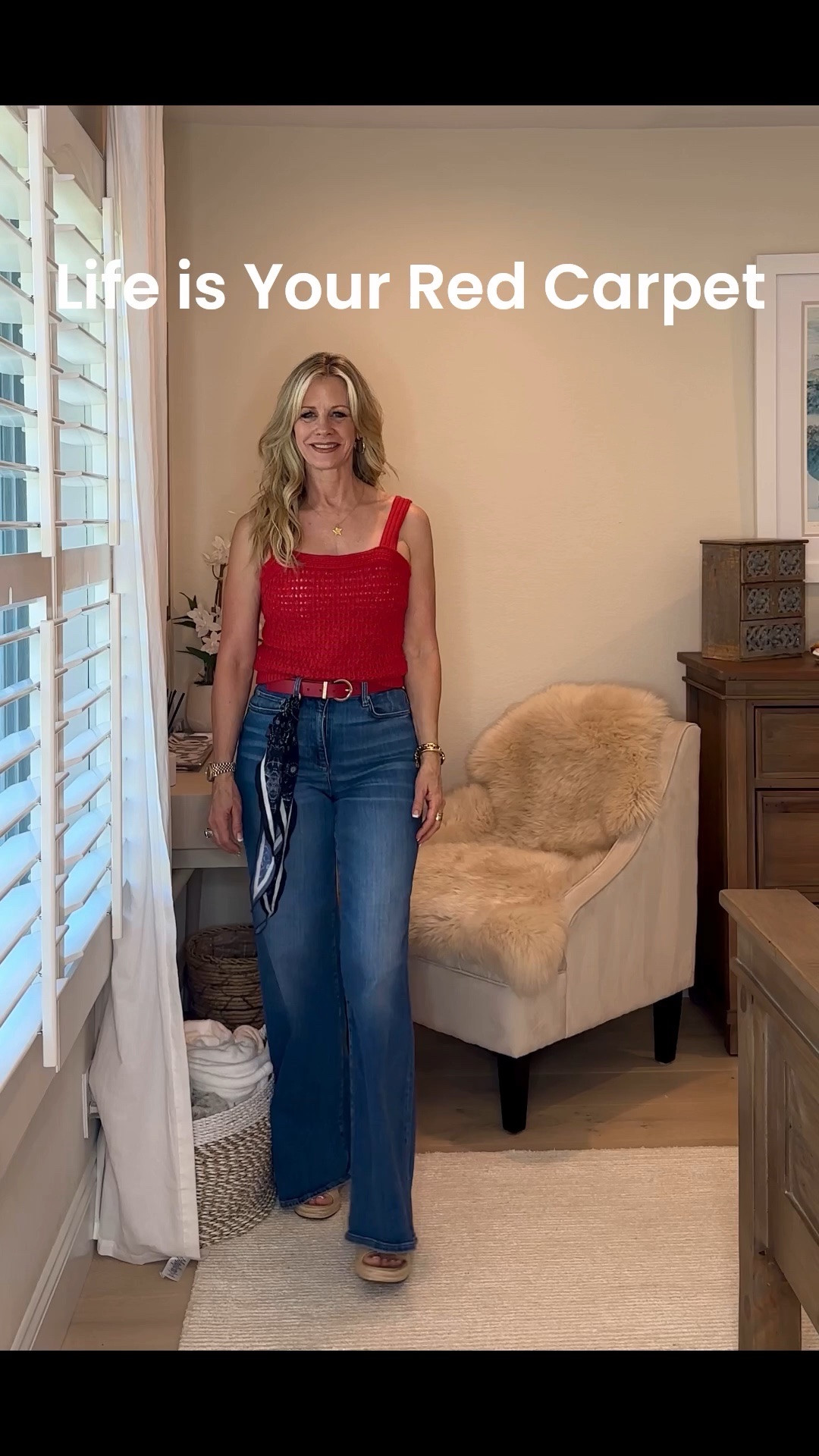 Red is always a power move ❤️

Styling a crochet knit top from Target with my favorite designer denim and a simple scarf detail for an effortless elevated look. Little styling tricks like this can completely transform an everyday outfit.

Confidence and great style only get better after 50.

#LTKOver40 #LTKootd