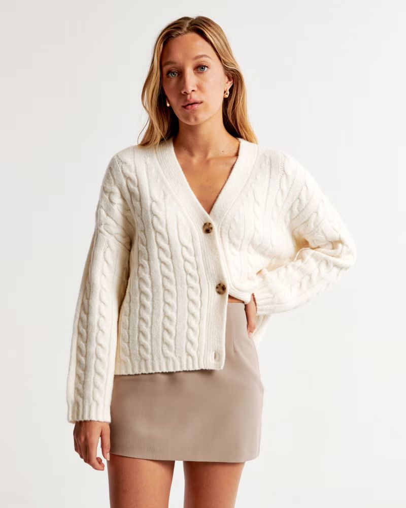 Cable Short Cardigan | Abercrombie & Fitch (US)