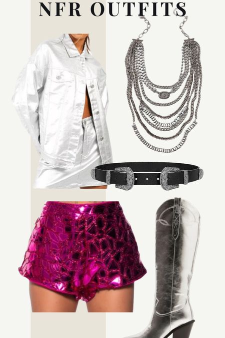 NFR outfits - jacket - necklace - boots - belt - sequin shorts 

#LTKstyletip #LTKCyberWeek #LTKsalealert