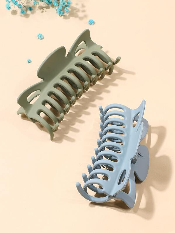 2pcs Solid Hair Claw | SHEIN