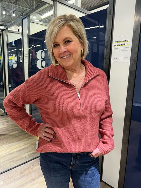 Old Navy Rib Knit Quarter Zip Sweater 
Half Zip Sweater
Office Outfit
Workwear
Teacher Style 
Over 50

#LTKunder50 #LTKworkwear #LTKstyletip