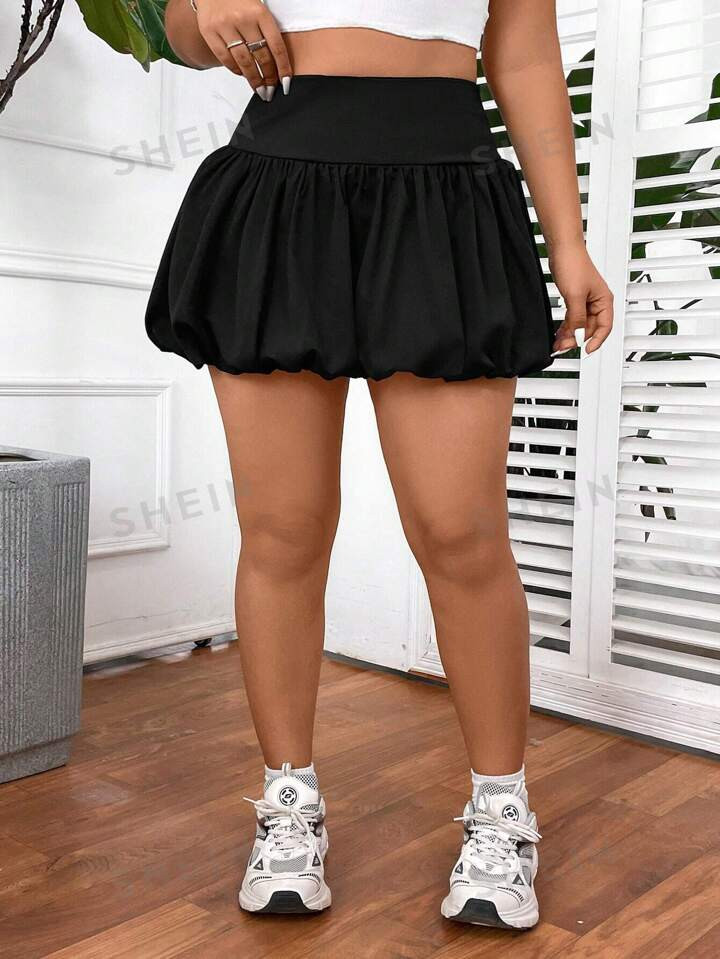 SHEIN EZwear Plus Size Women's Solid Color High Waist Short Bud Skirt | SHEIN