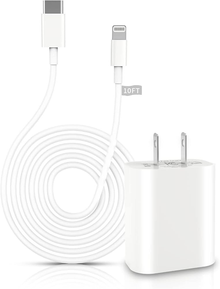 iPhone Fast Charger, [Apple MFi Certified] 20W PD USB C Wall Charger Block with 10FT Extra Long T... | Amazon (US)