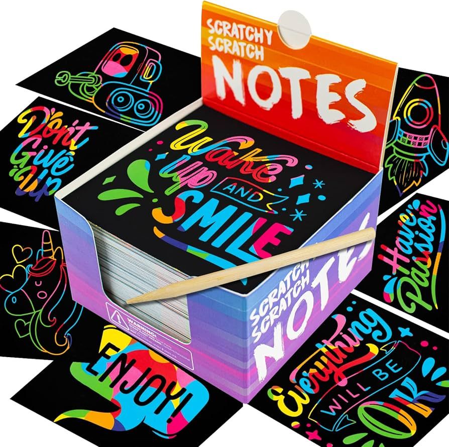 PURPLE LADYBUG 150 Rainbow Scratch Art for Kids Mini Notes - Great Easter Basket Stuffers & Easte... | Amazon (US)