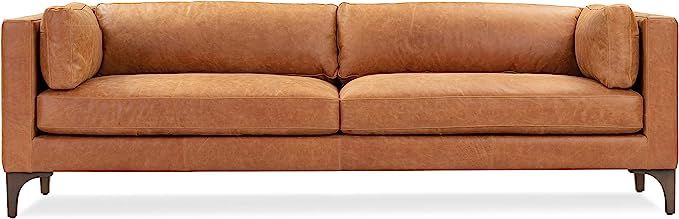 POLY & BARK Argan Sofa in Full-Grain Pure-Aniline Italian Tanned Leather in Cognac Tan | Amazon (US)