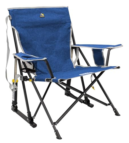 GCI Outdoor Kickback Rocker Camping Chair | Portable Folding Rocking Chair with Durable Armrests, Drink Holder & Relaxed Lowered Seat for Comfort — Heathered Royal | Amazon (US)