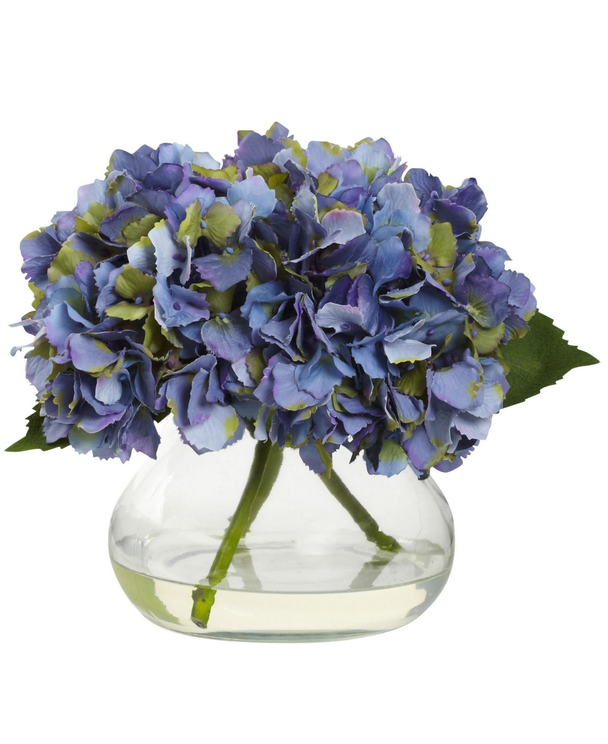 Nearly Natural Blooming Hydrangea Artificial Arrangement in Vase - Blue | Macy's