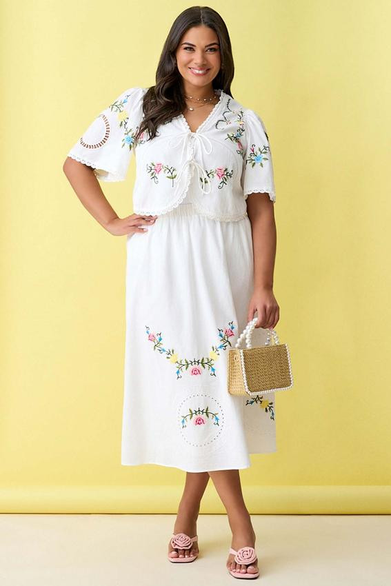 Plus Size Floral Cross Stitch Skirt | Cato Fashions