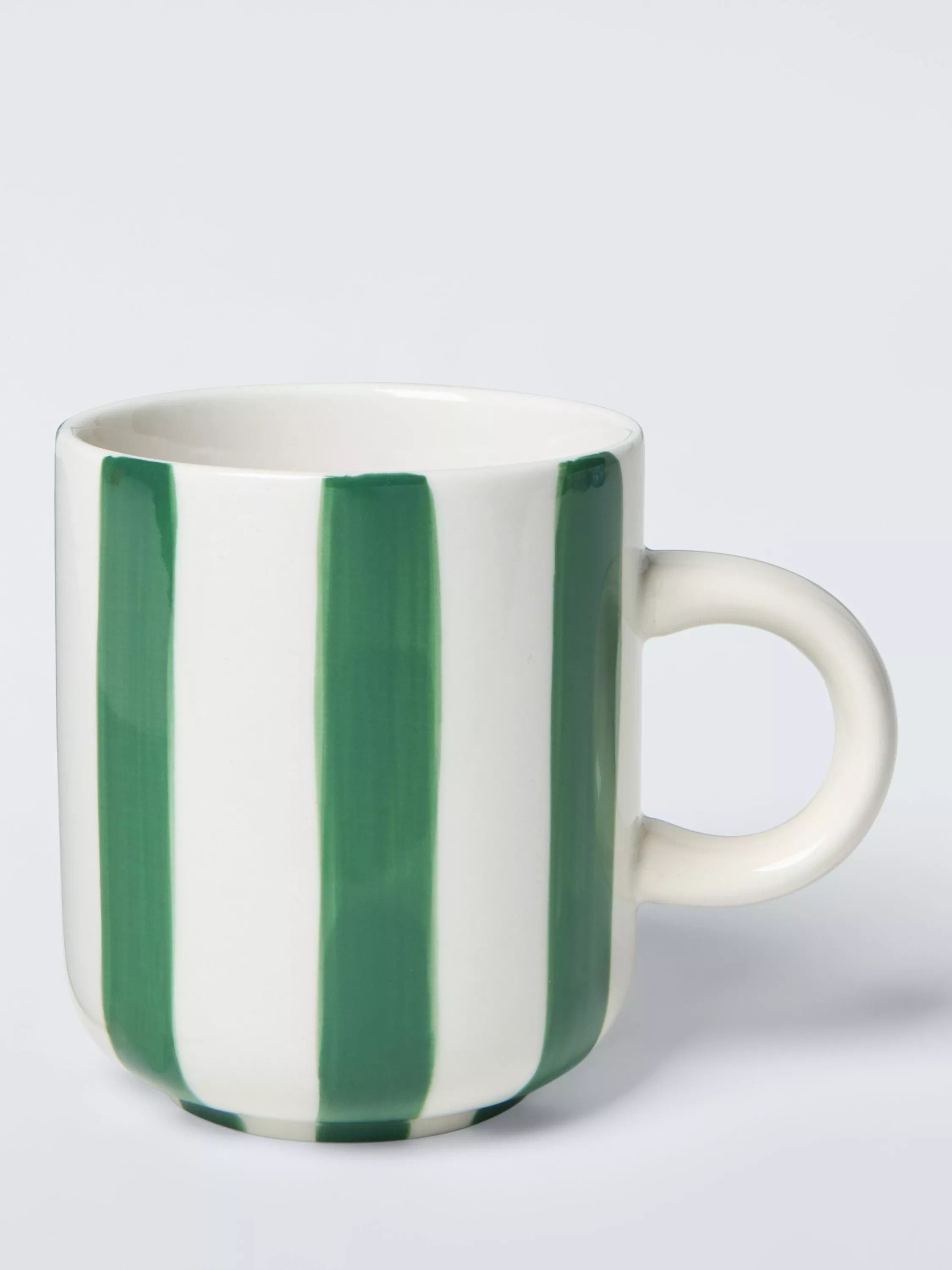 John Lewis Hand Painted Stripe Stoneware Mug, 285ml, Green | John Lewis (UK)