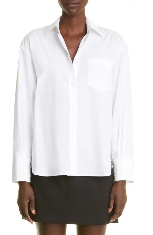 Maria McManus Oversize Organic Cotton Button-Up Shirt in White Poplin at Nordstrom, Size Medium | Nordstrom