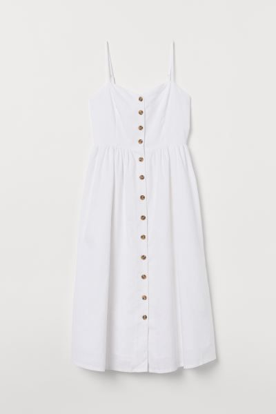 Linen-blend dress - White -  | H&M GB | H&M (UK, MY, IN, SG, PH, TW, HK)