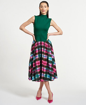 Women's Sleeveless Ponte Combo Midi Dress | Macy's