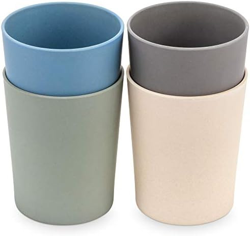 WeeSprout Bamboo Cups (Blue, Green, Gray, & Beige, 4 Bamboo Cups Without Lids) | Amazon (US)