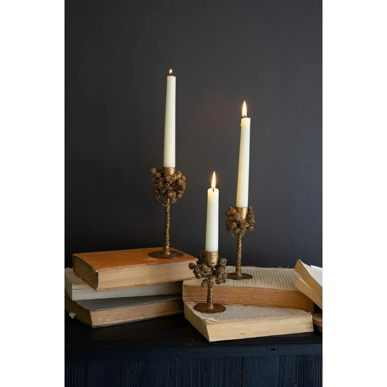 Kalalou Antique Brass Balls Taper Candle Holders, Set of 3, Home Decor | Walmart (US)