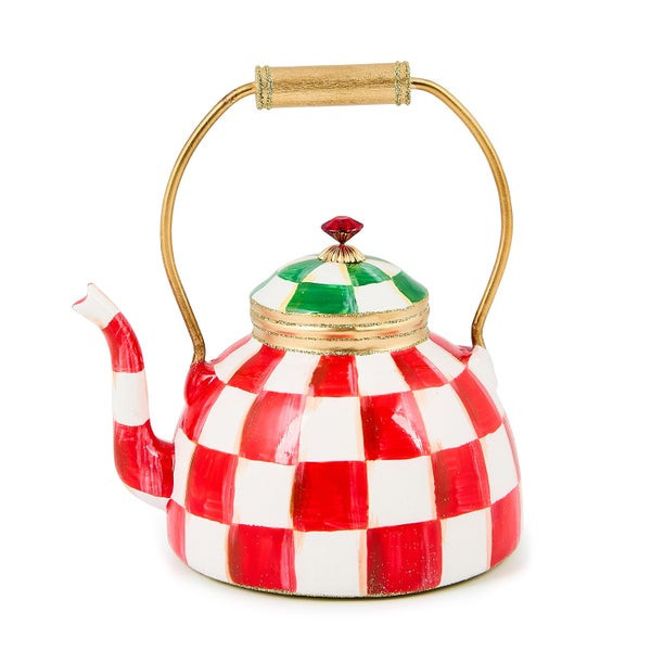 MacKenzie-Childs Check It Out Tea Kettle Glass Ornament | MacKenzie-Childs