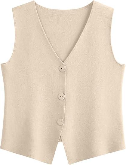 LILLUSORY Sweater Vest Women Sleeveless V Neck Trendy Spring Tops Dressy Button Up 2025 Knit Work... | Amazon (US)