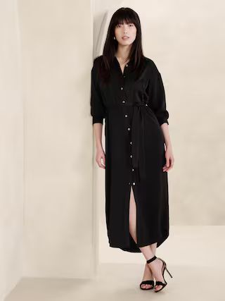 Tie-Waist Maxi Shirtdress | Banana Republic Factory