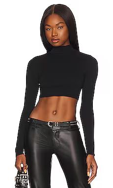Free People Super Crop Seamless Turtleneck in Black from Revolve.com | Revolve Clothing (Global)