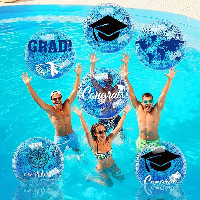 Hollowfly Blue 10 Pcs 16 Inch Graduation Beach Balls Inflatable 2026 Grad Beach Ball Congrats Sig... | Amazon (US)